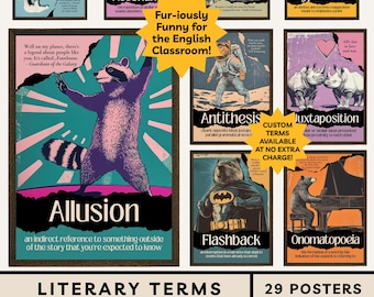 Literary Terms Poster Bundle: Figurative Language Posters Middle School English Classroom Decor Poetic Devices High School English