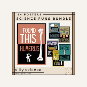 Science Puns Poster Bundle: Funny Science Classroom Posters Biology Chemistry Physics Jokes STEM Humor