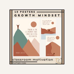 Boho Growth Mindset Posters: Inspirational Middle School Classroom Decor High School Motivational  Quotes