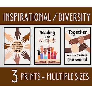 Diversity Classroom Prints, Inspirational Posters, Middle School Decor, English Classroom, School Library Posters, Elementary Reading Poster