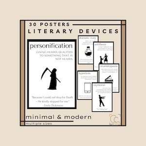 Literary Devices Poster Bundle: High School English Classroom Decor Literary Terms Posters Figurative Language Poetic Devices