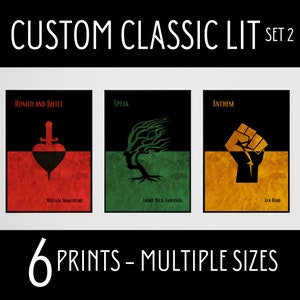 Custom Classic Literature Prints, English Classroom Decor, High School Literature Posters, English Teacher Gift, Custom Literary Classics
