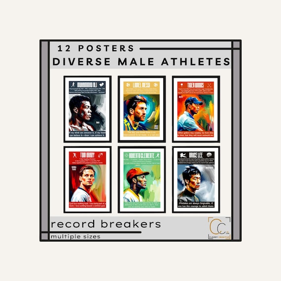 Inspirational Male Athletes Posters: Classroom & Gym Decor (Digital Download)