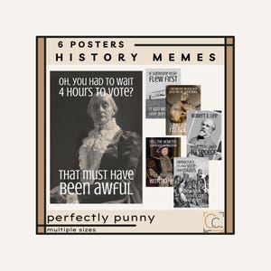 Pósters de memes de historia: Póster divertido de historia para el aula, personajes históricos famosos, juegos de palabras divertidos sobre historia mundial, chistes