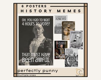 History Memes Posters: Funny History Classroom Poster Famous Historical Figures Hilarious World History Puns Jokes