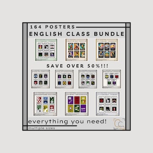 English Classroom Poster Bundle High School English Class Bulletin Board Writing Story Elements Posters Literary Devices Terms Poetic