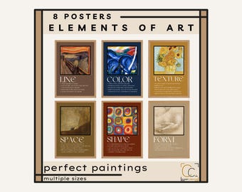 7 Elements of Art Posters Art Classroom Decor Middle School High School Art Prints Artistic Elements Art Teacher Gift Visual Elements