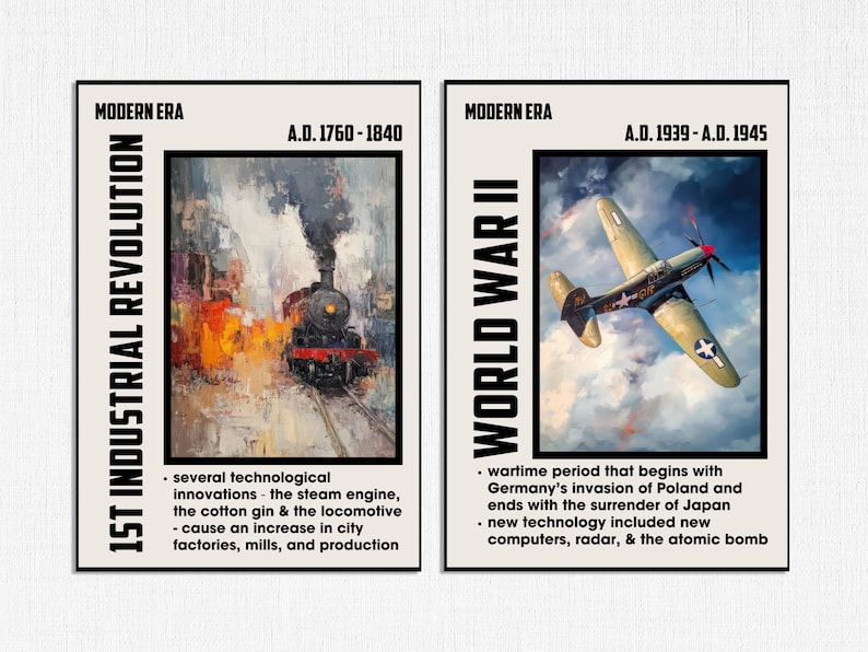 Posters om historiska epoker: Dekor för gymnasieklassrum, posterpaket med tidslinje över mänsklig historia, perioder i världshistorien bild 5
