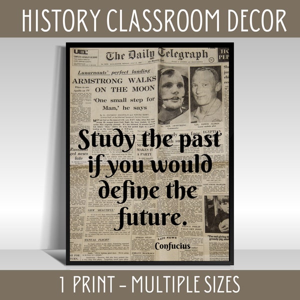 History Classroom Decor, Social Studies Poster, History Teacher Gift, History Prints, Vintage Newspaper, Middle School Decor, High School