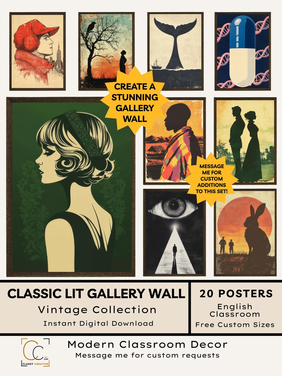 Classic Literature Poster Bundle: High School English Classroom Gallery ...