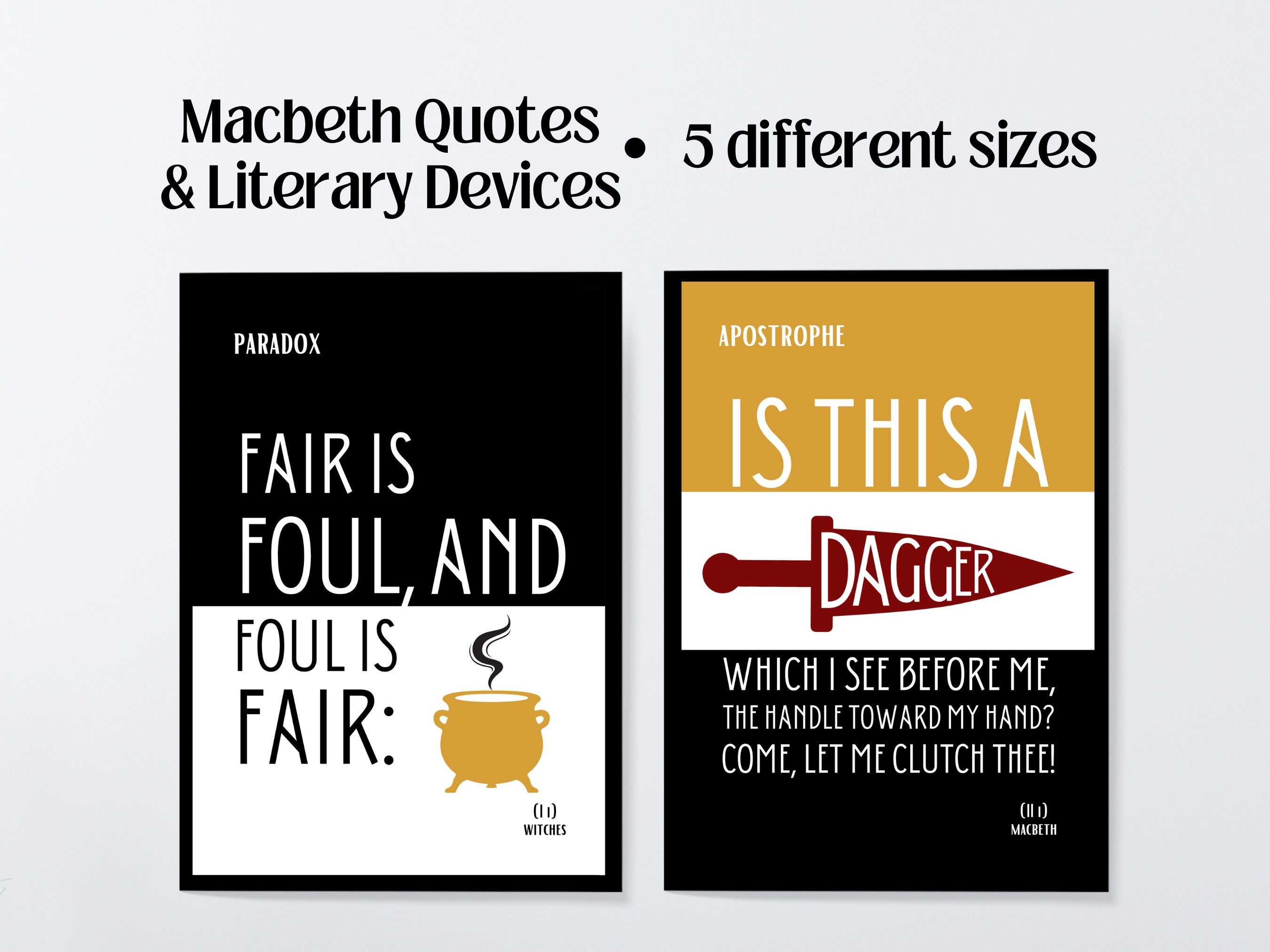 Macbeth Quotes Literary Devices in Macbeth Shakespeare Etsy UK