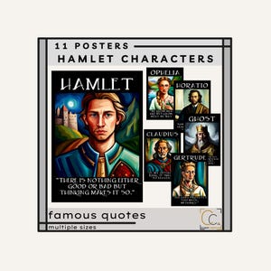 Hamlet Character Quote Posters: Shakespeare's Plays High School English Classroom Decor Famous Shakespeare Quotes
