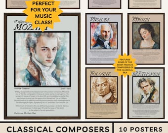 Classical Composers Poster Bundle: Diverse Musicians Music Classroom Posters Famous Classic Composers Symphonies Orchestra Instruments