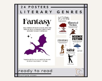 Literary Genres Poster Bundle: Middle School English Classroom Decor Types of Novels Books Literature Categories Homeschool Posters