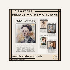 Female Mathematicians Posters: High School Mathematics Classroom Poster Women in STEM Famous Math Equations Discoveries