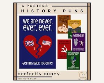 History Puns Posters: Funny Social Studies Classroom Decor Hilarious History Jokes Poster Set Funny Historical Figures Events