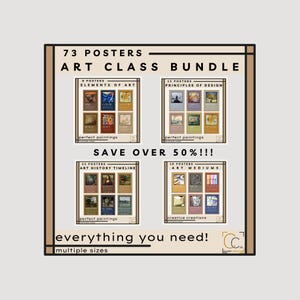 Art Class Bundle High School Art Classroom Decor Art History Timeline Posters Elements of Art Principles of Design Art Mediums