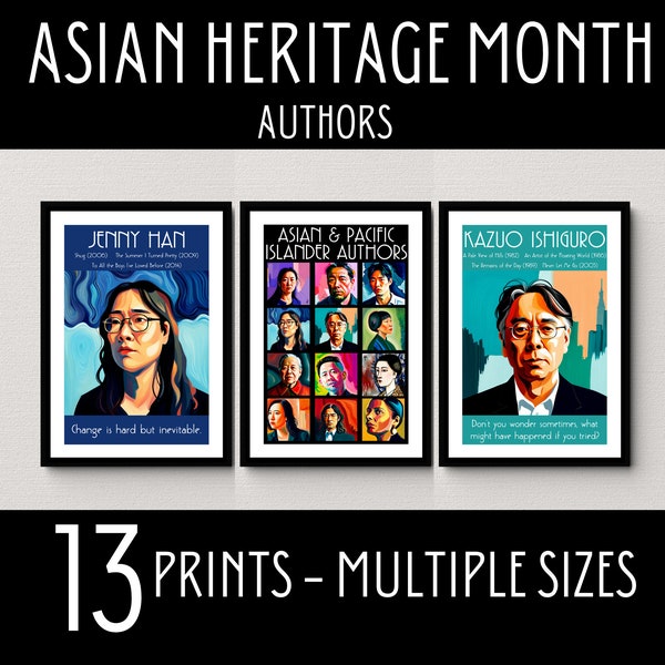 Asian Pacific Islander Heritage Month Posters - Authors, Asian Heritage Month Bulletin Board, Diverse Classroom Decor, Famous Asian Authors