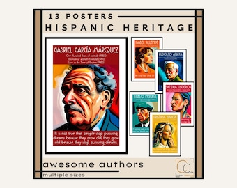 Hispanic Heritage Month Posters: Famous Latino Latina Authors Hispanic Writers Poets from History Inspiring Authors Poster Bundle