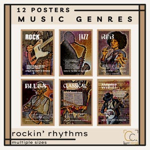 Music Genres Bundle Music Classroom Decor High School Music Class Middle School Music Music Wall Art Music Teacher Gift