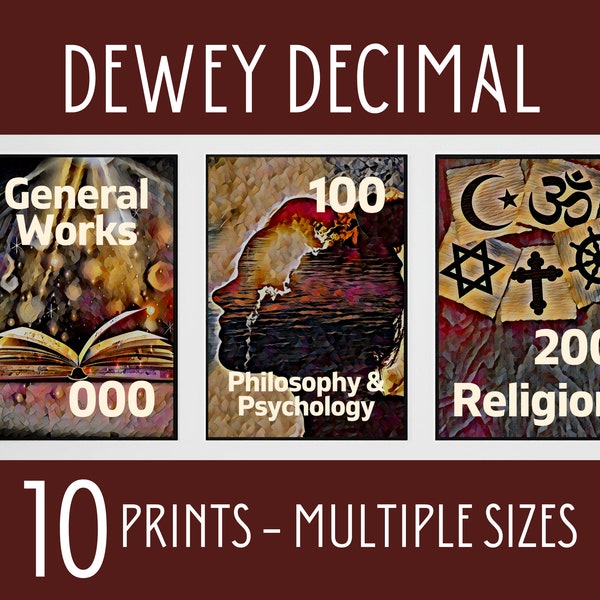 Dewey Decimal Classification Posters, School Library Wall Art, Library System Prints, High School Library Posters, Library Decor