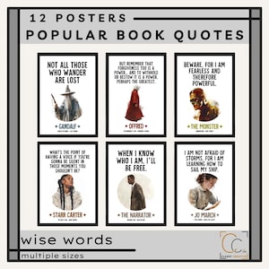 Beliebte Bücher Poster Inspirierende Charakter Zitate Berühmte Literatur Romane Hauptfigur High School Englisch Klasse Dekor Bibliothek Wandkunst