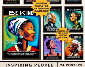 Inspirational Quotes Posters: Inspiring Famous People Quotations Famous Leaders Authors Scientists Artists History Motivational Classroom