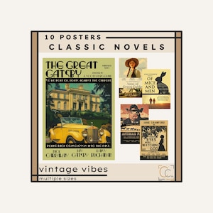 Classic Literature Posters Literary Print High School English Classroom Vintage Movie Posters Famous Novels Popular Book Covers 1900-1950