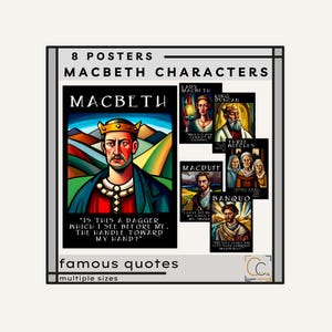 Macbeth Character Quote Posters: Shakespeare's Plays High School English Classroom Decor Famous Shakespeare Quotes