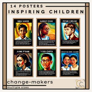 Carteles para niños que generan cambios. Jóvenes inspiradores. Decoración para el aula de la escuela secundaria. Carteles para la escuela secundaria. Decoración motivacional para el aula.