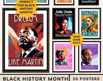 Black History Month Poster Bundle: Inspiring African American Leaders Black Scientists Authors Musicians STEM Diversity