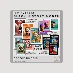 Black History Month Poster Bundle African American Leaders Inspiring Black Figures Black History Month Bulletin Board Black History Authors