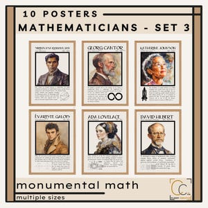 Inspiring Mathematicians Posters High School Math Classroom Posters Famous Mathematicians in History Mathematics Class Decor