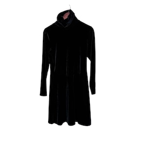 Black Velvet Turtleneck Dress - Etsy