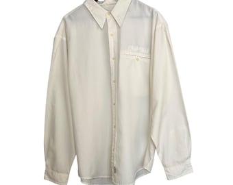 Vintage shirt Pelle Pelle Marc Buchanan XL gebroken wit geborduurd logo jaren 90 Y2K