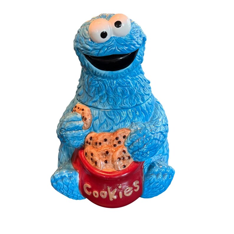 Cookie Monster Cookie Jar Sesame Street Vandor 2005 Ceramic Blue Muppet