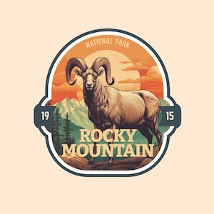 Rocky Mountain Laptop Sticker Wild Life Hiking Kindle Sticker National Park Series Vinyl Water Resistant Sticker Water Bottle Travel Gift