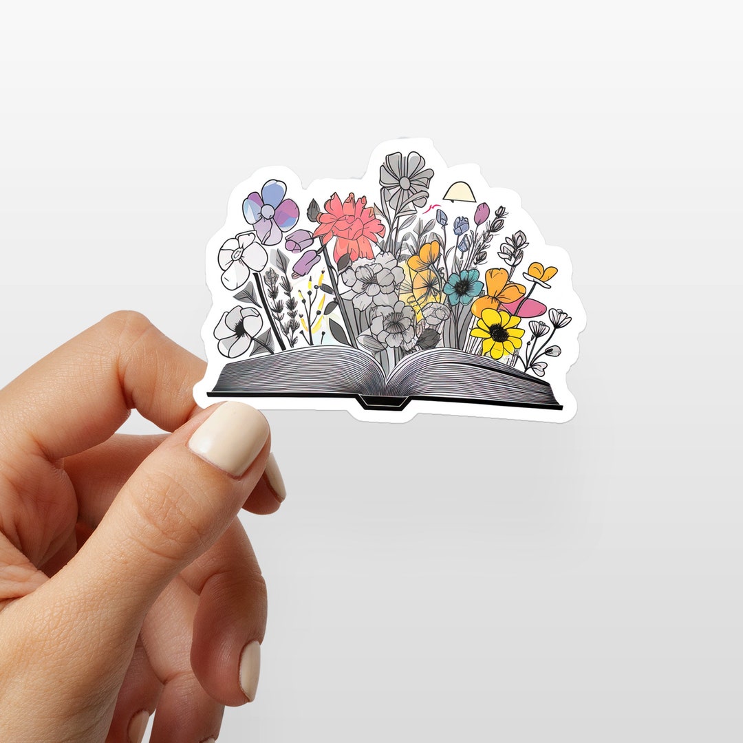 Sticker Book Decorations Book Stickers, Sketched Flowered Book, Funny Book Stickers, Books ...