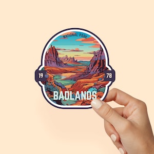Badlands National Park Explorer Laptop Sticker, Hydroflask Water-Resistant Vinyl Sticker, US National Park Decal