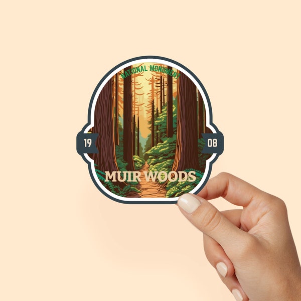 Muir Woods Sticker, California National Monument Explorer Laptop Sticker, Hydroflask Water-Resistant Vinyl Sticker, Hiker Gift