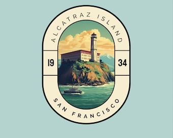 San Francisco Alcatraz Sticker Laptop Travel Sticker Water Bottle Kindle Decal