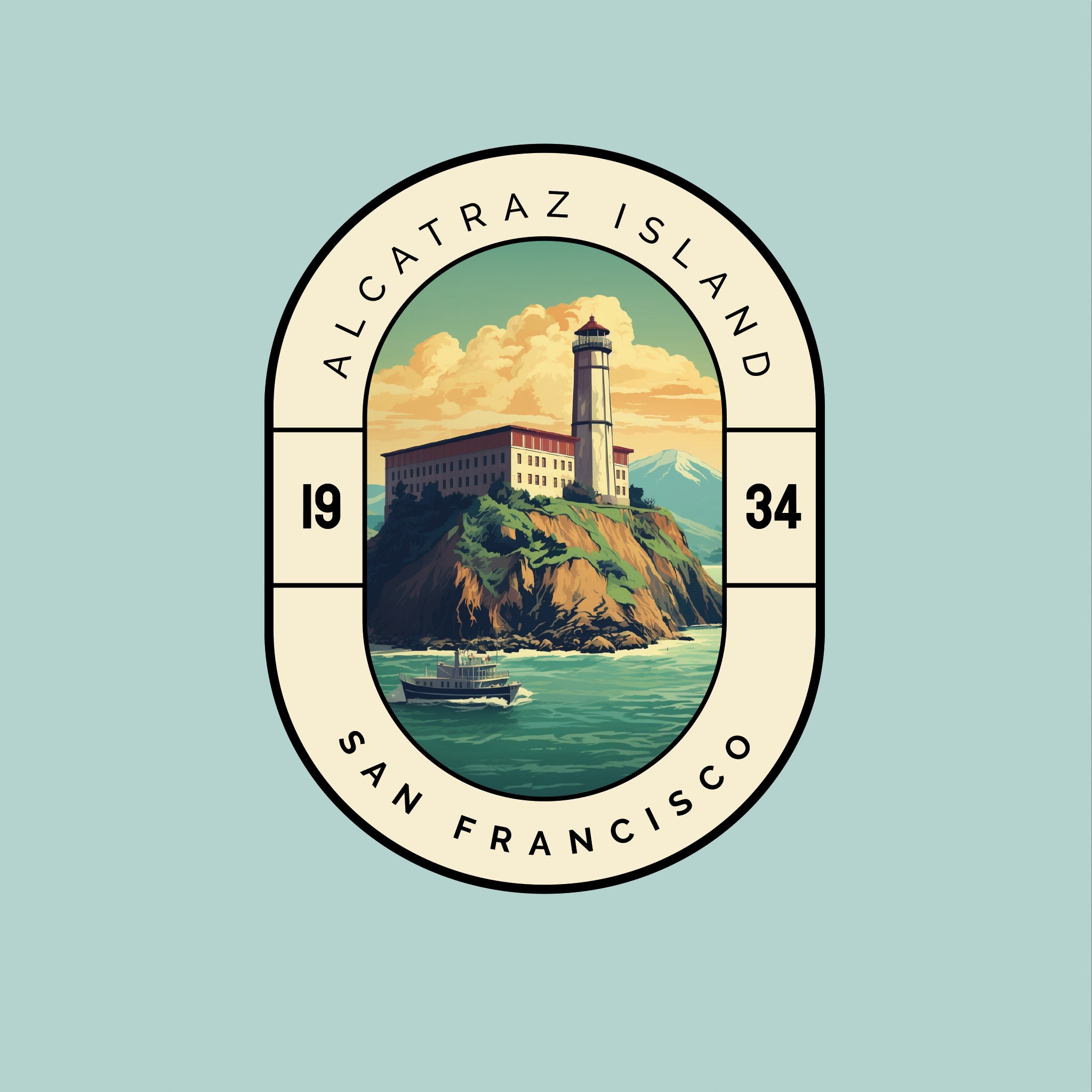 San Francisco Alcatraz Sticker Laptop Travel Sticker Water Bottle ...
