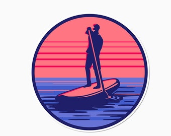 Paddle Boarding Sticker, Outdoor Adventure Water Bottle Sticker, Paddle Board Deca, Beach sticker, Stand Up Paddle Sticker Gift for
