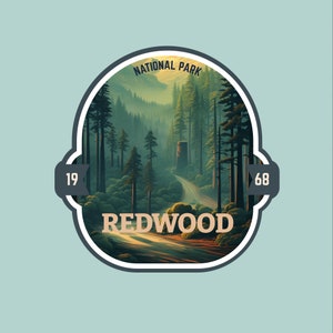 Redwoods National Park Sticker Laptop Sticker Hydroflask Water-Resistant Vinyl Sticker California Outdoor Sticker National Park Explorer