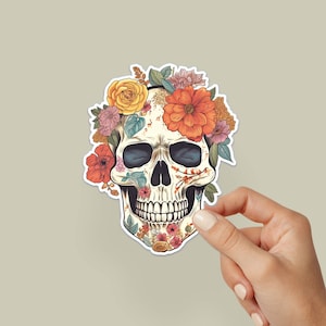 Floral Skull Flower Sticker, Vinyl Sticker, Skull Sticker, X-Ray Tech Sticker, Laptop Sticker, Water Bottle Sticker, Nurse Sticker