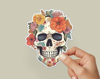 Floral Skull Flower Sticker, Vinyl Sticker, Skull Sticker, X-Ray Tech Sticker, Laptop Sticker, Water Bottle Sticker, Nurse Sticker