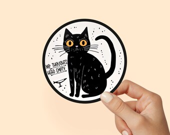 No Thoughts Head Empty Cute Cat Sticker, kawaii sticker, cat mom sticker, funny cat sticker, reading lover