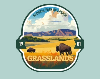 Grasslands Sticker National Parks of Canada Sticker Canada Travel Journal Sticker Cute Luggage National Park Explorer Laptop Sticker