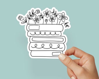Floral Book Sticker, Reading Sticker, Open Book Sticker, Book Sticker, Hydro Sticker, Water Bottle Sticker