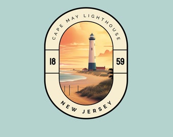 Cape May Sticker New Jersey Lighthouse Travel Gift Kindle Landmark Series Laptop Car Decal